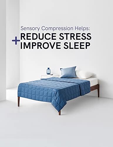 YnM Weighted Blanket,Heavy 100 Percent Oeko-Tex Certified Cotton Material, Bed Blanket for One Person of 240lbs, Ideal for Queen/King Bed (60x80 Inches, 25 Pounds, Monaco Blue)