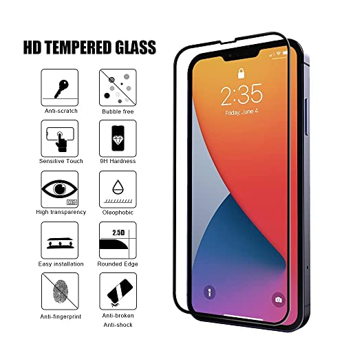 Image of KC PRODUCTS Tempered Glass Screen Protector Compatible for iPhone 13, iPhone 13 Pro Full Screen Coverage (Except Edge to Edge) and Free Complete Easy Installation kit