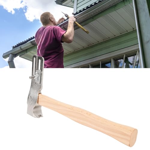 CHEOTIME Magnetic Roofing Hammer, Forged Steel Multifunctional Roof Axe Wooden Handle Roof Shovel with Nail Claw and Cutter for Tile and Shingle Installation