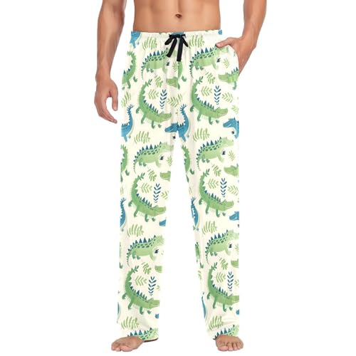 Men's Pajama Pants Green Blue Crocodile Pajamas Bottoms Pj Pants Soft Cotton Lounge Pant Sleepwear Bottom for Men