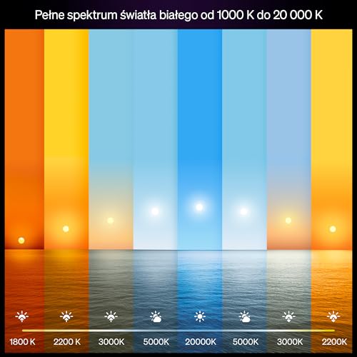 Żarówka Philips Hue Smart LED A60, White and Color Ambiance, trzonek E27, 8,1 W, pełne spektrum światła 1000K–20000K, 1100 lumenów, przyciem, działa z Alexa, Google Assistant i Apple Home, op. 2 szt.