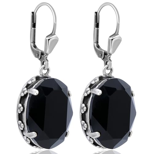 Silberohrringe Schwarz Gothic Kristall Damen Ohrhänger Silber NOBEL SCHMUCK