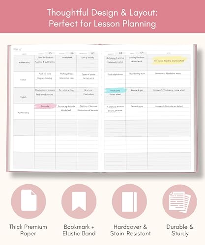 Lamare Teacher Planner 2025-2026 Academic Year – Undated Planner & Lesson Planner Book for Teachers with Class Schedule, Student Info & Weekly Planning