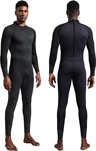 Dark Lightning Full Body Wetsuit Men and Women, 3/2mm Wet Suit Womens Mens Diving Surfing Snorkeling Kayaking Water Sports (Men - Black-3/2mm, X-Large)