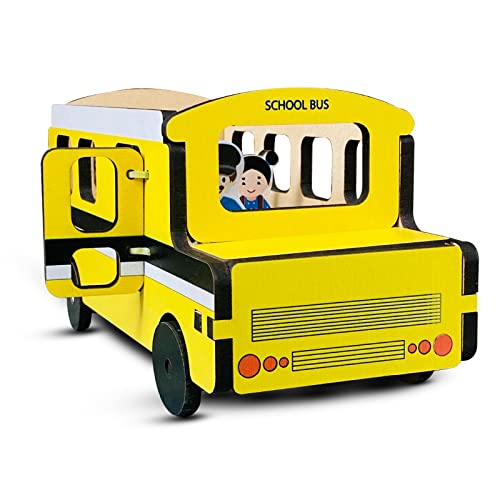 Mini Leaves School Bus Adventure: Wooden Play Set with 5 Figures Little Toddler Toy Explorers - Fun and Imaginative Toy for Hours of Creative Playtime
