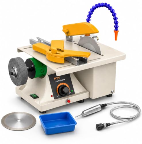 PYY Lapidary Saw - Jewelry Rock Saw w/Upgraded Diamond Blades Blade 0-10000 RPM for Cutting Rocks & Polishing DIY Art Project Lapidary Equipment 350W