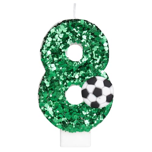 Soccer Candle 8,8 Candle for Birthday Cake Boy,Number 8 Birthday Candle Soccer Decorations for Party Supplies