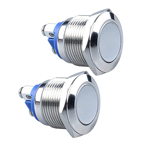 DMWD 2-Pack 19mm Momentary Metal Waterproof Push Button Switch 3/4