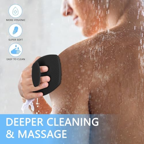 Image of Silicone Body Scrubber,Shower Scrubber for Nourishing Cleaning & Exfoliating Your Skin Lather Boosting Bristles with Ergonomic No-Slip Handle, Body Exfoliator for Men and Women bath brush