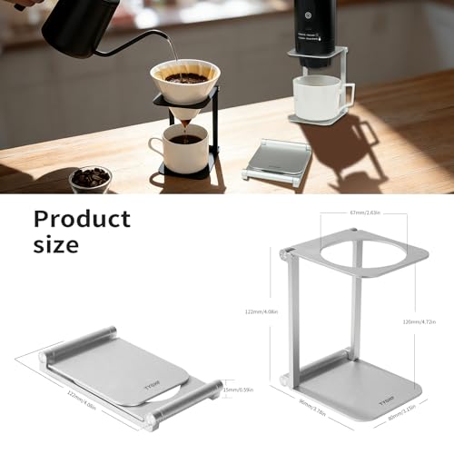 Image of Pour over Dripper Stand,Portable & Foldable Espresso Machine Stand with outin,Office coffee stand with base,Suitable for office,home,camping Square&Sliver