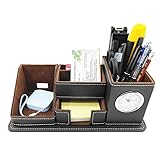 ★【Material de alta calidad】 El exterior de la caja organizadora de escritorio está hecho de piel sintética de alta calidad, el interior está hecho de franela suave, y la parte inferior es firme, que es a la vez resistente a la suciedad y duradera.
