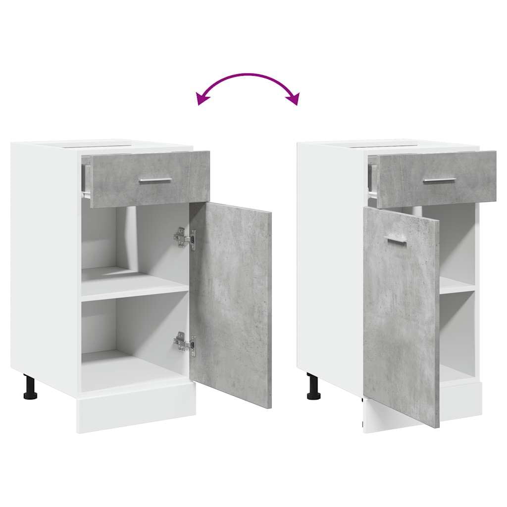 vidaXL Schubunterschrank Lyon Betongrau 40x46x81,5 cm Holzwerkstoff, Küchenschrank, Gastronomieschrank, Gastro Möbel, Küchenmöbel, Aufbewahrungsschrank