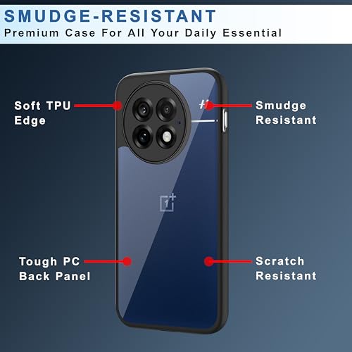 Image of CEDO Backcover for OnePlus 13 (5G) | Camera Protection Bump Shockproof Edge | Ultra Hybrid Transparent Acrylic Clear TPU+PC Hard Backcase Cover (Black)