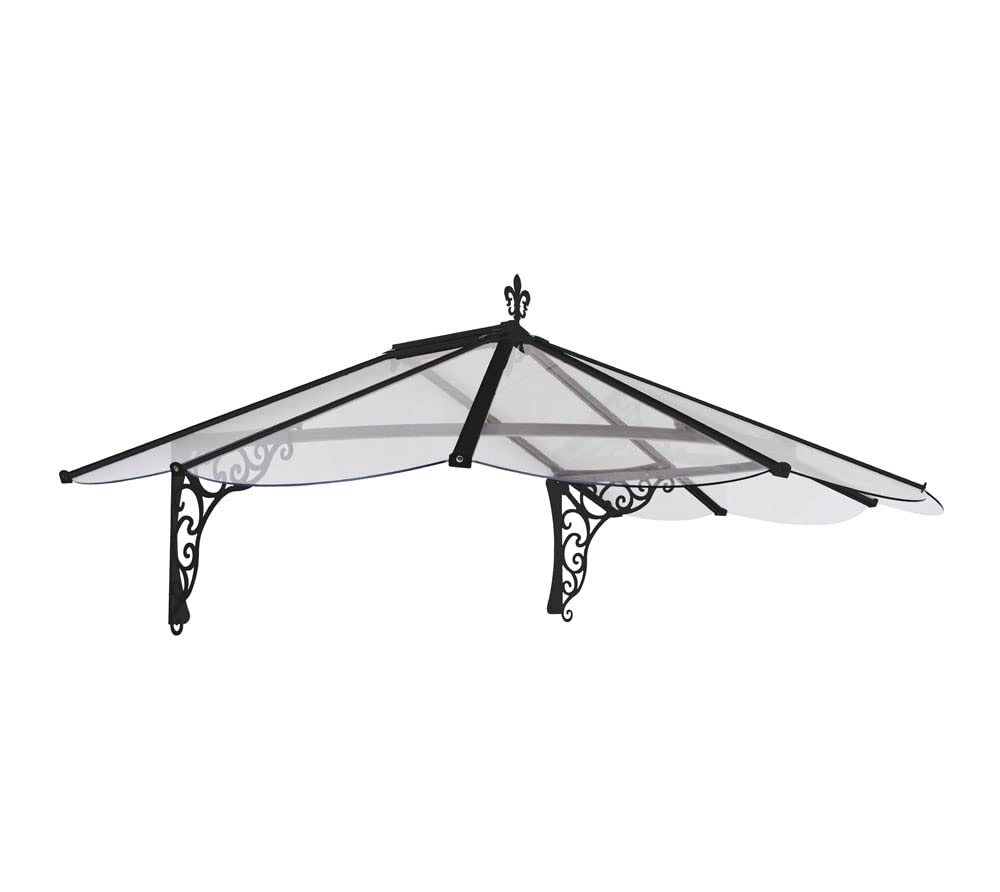 Canopia by Palram Auvent de porte d'entrée Iris 2.2m² Marquise de Porte, Protection Contre la Pluie et le Soleil pour Maison, (Noir)