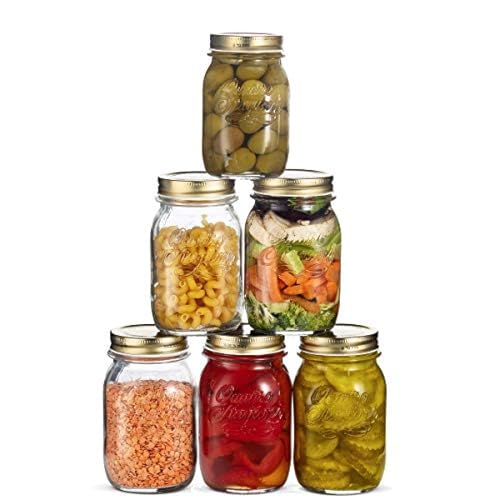 Bormioli Rocco Quattro Stagioni 17 oz Glass Preserving Jar (Set of 6) - Wide‑Mouth Twist‑Top Canister with Airtight Seal - Bee embossed Storage & Serving Vessel - Made in Italy, BPA‑Free