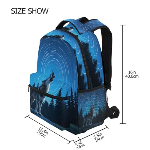 Wolf Starry Sky Howling Backpack for School Boys Girls Adults Kids Bookbag Laptop Bag 18L4