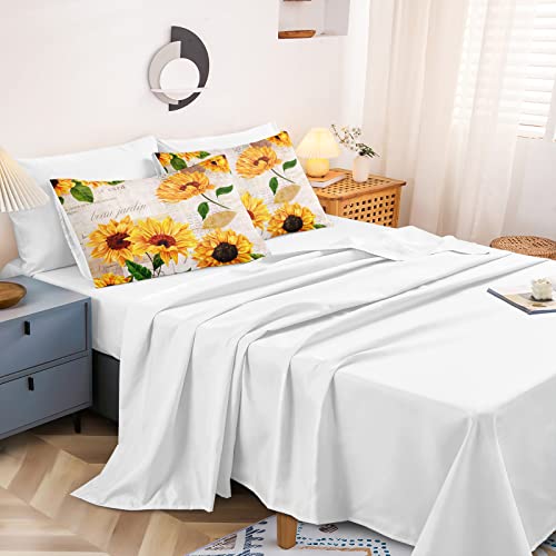 Merryword Sunflower Comforter Set Full Size Floral Bed In A Bag Pastoral Themed Vintage Bedding With 1 Comforter, 4 Pillowcase, 1 Flat Sheet, 1 Fitted Sheet, 1 Cushion Cover, 8 Pieces #TOP4