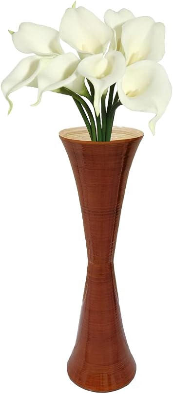 Uniquewise Decorative Modern Bamboo Display Floor Vase Hourglass Shape, 27 Inch Brown QI004156.BN