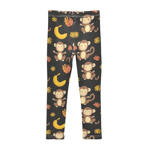 Lovely Monkey Banana Leaf Girls Casual Leggings for Kids Printed Long Pant Bottoms Stretch and Soft2