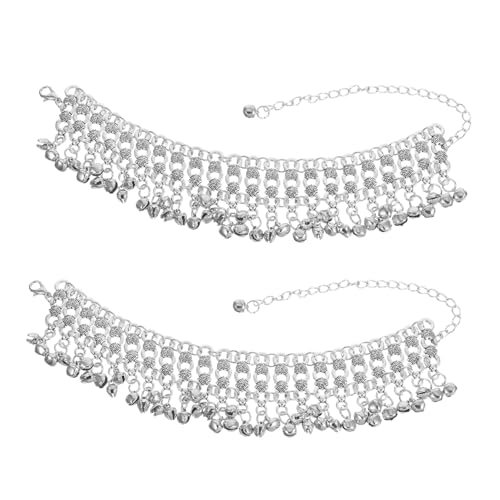 Pulseras de tobillo ajustables que no aprietan con campanas vintage en capas para danza
