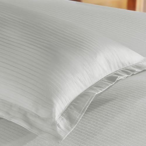 Image of myTrident Bedsheet for Single Bed Cotton| 210 TC | 60 inch x 90 inch | Snow Flake | 210 TC, 100% Cotton Flatsheet with 1 Pillow Cover, Super Soft and Breathable, Satin Stripe, Classic Style Me Solid Collection