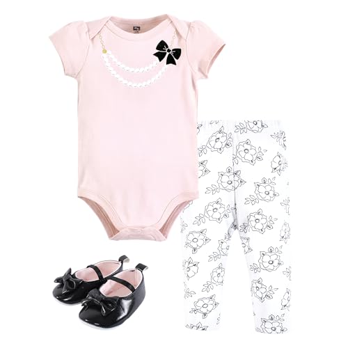 Image of Hudson Baby Unisex Baby Cotton Bodysuit, Pant and Shoe Set