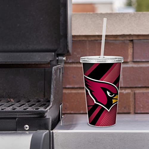 Image of Rico Industries NFL Football 16oz Clear Tumbler W /Straw for NFL Fans