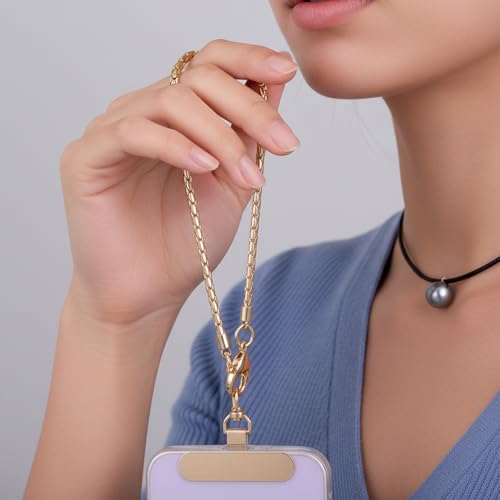 QFGasre Phone Wrist Strap Metal Phone Chain Wristlet Detachable Cellphone Lanyard Wrist with 2 Tether Tab Wristlet Straps for Cases Phones Charm Strap for Women Shopping Traveling Party Walking - image 4