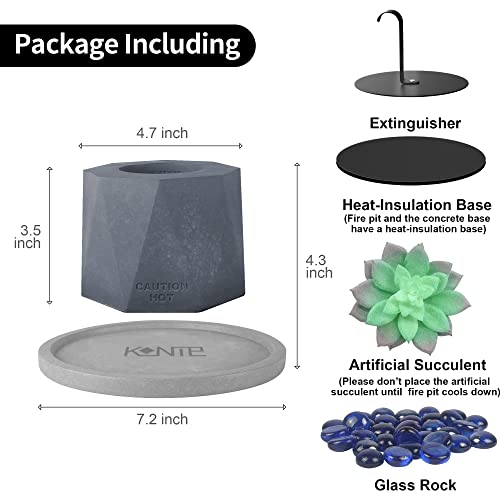 Kante Concrete Tabletop Fire Pit With 7.2" Light Gray Base, Ethanol Fire Pit For Indoor&Outdoor, Portable Rubbing Alcohol Tabletop Fire Bowl, Mini Fireplaces For Smores Maker (Rome) #TOP5