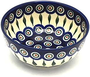 Polish Pottery Bowl - Coupe Cereal - Peacock