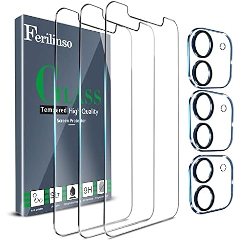 Ferilinso 3 Pack Screen Protector for iPhone 11 with 3 Pack Tempered Glass Camera Lens Protector Phone Case Friendly HD Accessories Protector de Pantalla for Apple iPhone 11 6.1 INCH Cover