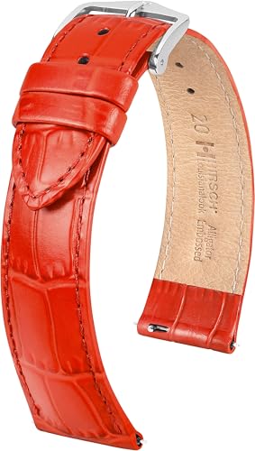Bracelet de montre HIRSCH Louisianalook en cuir de veau brillant motif alligator