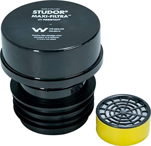 Studor 20297 Maxi-Filtra Septic Tank Drain Vent Two-Way Active Carbon Filter, 3- or 4-Inch Connection