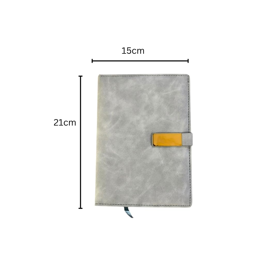 Cubic Notizbuch A5 Hardcover Leinen (Grau) | Premium Tagebuch mit Stahlknopfverschluss | Stilvolles und langlebiges Schreibbuch für Büro, Schule und Gebrauch