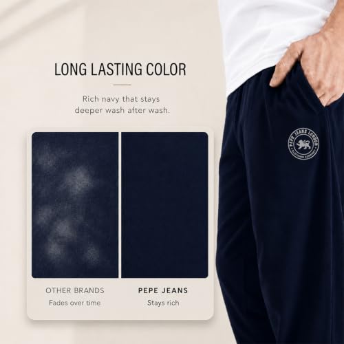 Image of Pepe Jeans Cotton Rich Solid Trackpant, Lounge Pant, Sportswear for Men - L (Pack of 2)