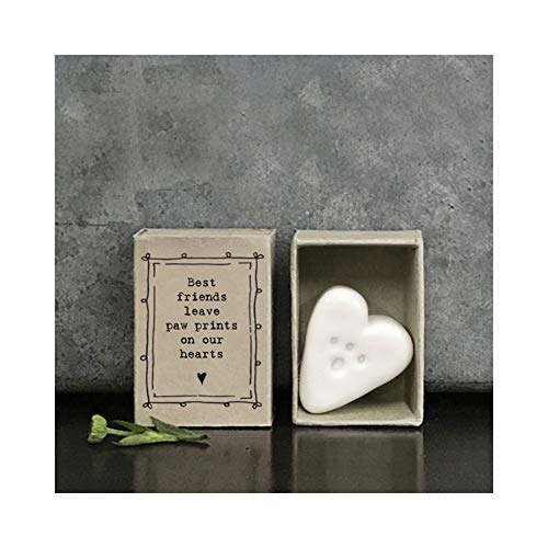 East Of India MINI Matchbox Paw Print Heart Porcelain Gift Best Friends leave paw prints on our hearts | Animal Lovers Gift | Pet Loss | Letterbox Gift