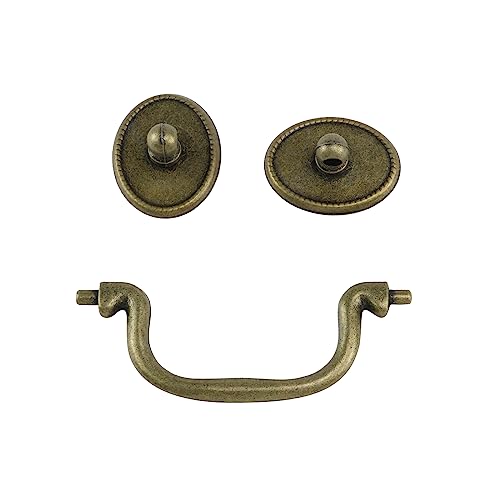 T Tulead Drop Bail Handle Pulls 3.35-Inch Hole Center Drawer Pulls Handles Antique Bronze Cabinet Handles Zinc Alloy Furniture Door Pull 4PCS with Screws - Image 3