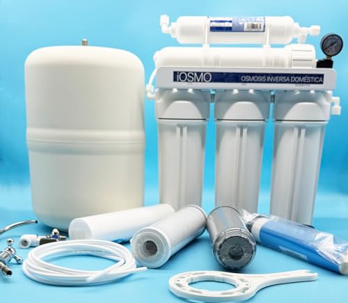 Osmosis Inversa Domestica iOSMO LITE 5 Etapas | 3 Estapas de Filtrado + 1 Estapa de Osmosis + Filtro Remineralizacion | Accesorios de Montaje Incluidos