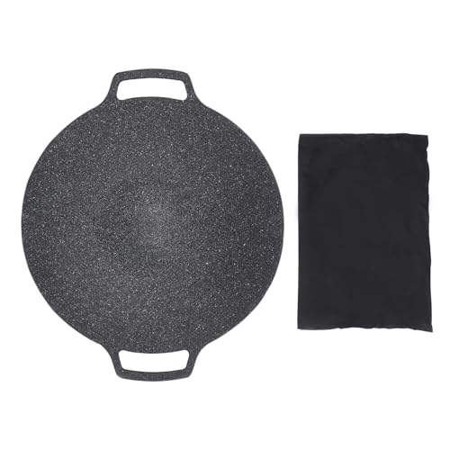 Bandeja de parrilla coreana Jerliflyer, placa de estufa multifuncional de plancha de barbacoa redonda compatible con estufa de gas de inducción, estufa eléctrica, parrilla (33 cm)