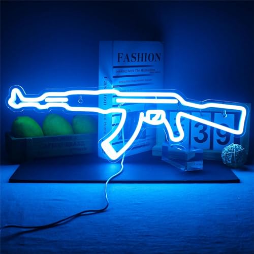 F,AK 47 LED Neon Sign Light Gun Led Hanging Night Lamp Game Room Shop Bar Party Personalised Wall Decoration USB Powered by Neon