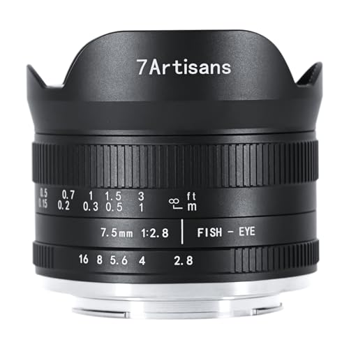 7artisans 7,5 mm f2.8 Mark II APS-C Fischaugen-Weitwinkel-Objektiv für spiegellose Canon R Mount Kameras R RP R5 R6