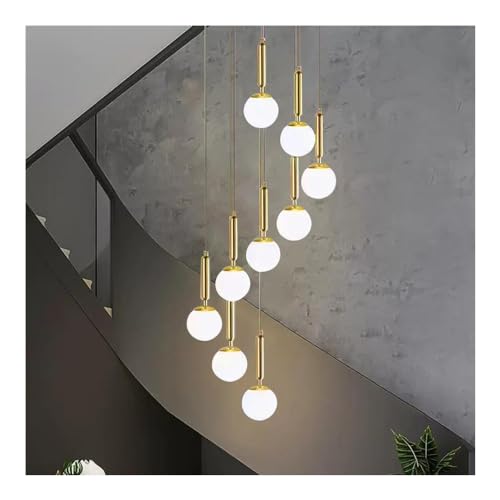 Lustre cage d'escalier moderne en verre de lait pour ferme noire et grand salon