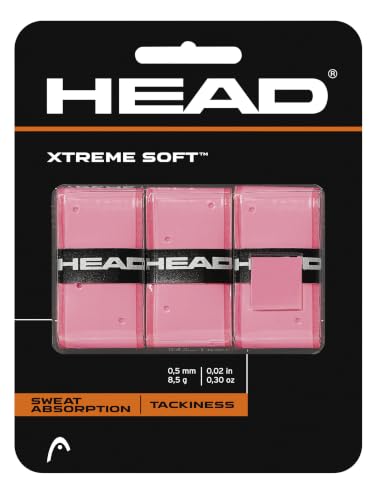 Head Xtreme Soft Racquet Overgrip - Tennis Racket Grip Tape - 3-Pack Pink