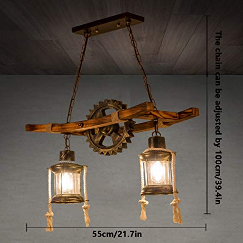 Lámpara de hierro forjado antiguo y madera noble estilo candelabro 8