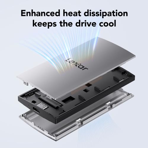 Lexar 2TB ES3 External SSD, Up to 1050MB/s Read, Storage Expansion, Compatible w/USB-C Smartphones, iPhone 15/16, PC, Mac, Tablets, Sleek & Sturdy Design, Silver (LES3XXX002T-RNSAU)