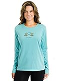 Life is good Women's Crusher Long Sleeve Lace Heart Boots T-Shirt (Turquoise Blue)
