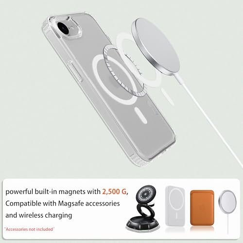 Image of Magnetic iPhone 16E /17e case,Compatible with Magsafe, Military-Grade Protection,Slim Translucent Matte Shockproof with Anti-Scratch Anti-Fingerprint Phone Cover (Transparent, iPhone 16E /17e)
