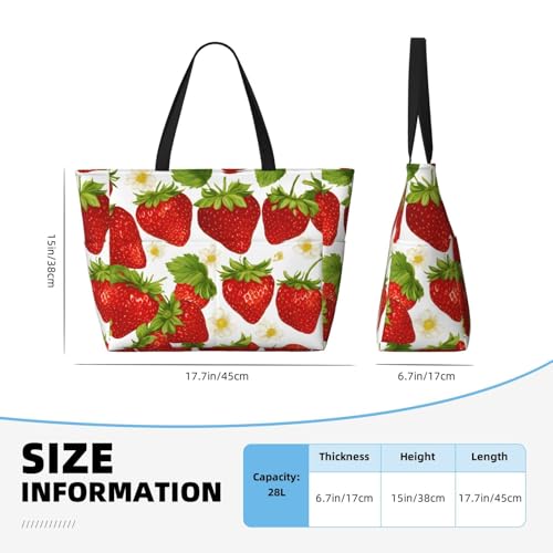 Fashion Strawberry Print Beach Bag Waterproof Beach Totes Bags For Women, Lightweight Foldable Pool Bag With Zipper Wet Compartment4