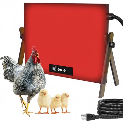 Foandbevi Large Chicken Coop Heater for Winter, Metal Chick Brooder Plate Radiant Heater for Chicken Coop, Safe 150W, Quiet & Thermostat Control Ideal for Chick Chicken Coops Dog Cat & Small Animals