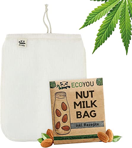 EcoYou Bolsa de Tela para Leche de Frutos Secos - Colador Tela Vegana Colador de Tela para Leche de Almendras, Leche de Soja, Jugos, Café, Cerveza Cover